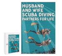 Husband and Wife Scuba Diving Partners for Life Poster Art Print Puzzle 1000 Pieces Jigsaw Puzzle - Funny Challenging Puzzle Perfect for Game Nights