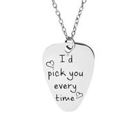 Husband Anniversary Birthday Gifts for Him Her Boyfriend I'd Pick You Every Time Necklace for Husband Girlfriend Valentines Day Gifts for Wife Bf Necklace Gifts for Guitar Lovers Player Gift Ideas