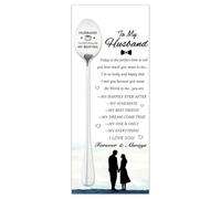 Husband Anniversary Birthday Gifts for Him Men Wedding Anniversary Metal Coffee Tea Spoon for Hubby Bday Gifts from Wife You Will Always Be My Best Tea Ice Cream Spoons Set with I Love You Card