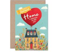 Husband Anniversary Card - My Home is You - Happy Anniversary Card for Husband from Wife Partner, A5 Wedding Anniversaries Greeting Cards