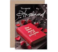 Husband Anniversary Card - Our Love Story - Happy Anniversary Card for Husband from Wife Partner, A5 Wedding Anniversaries Greeting Cards