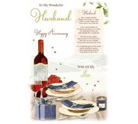 HUSBAND Anniversary Card Words of Love Keepsake range Elegant gold edged finish