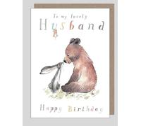 Husband Birthday Card Bear Hare and Mouse - Illustrated Wildlife Greeting Card
