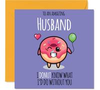 Husband Birthday Card - Donut What I'd Do - Happy Birthday Card for Husband from Wife Partner, 145mm cute donut Bday Greeting Cards