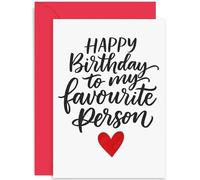 Husband Birthday Card from Wife, 'Favourite Person' Love Heart Design, Romantic Gift from Girlfriend Boyfriend for their Bday, Blank Inside