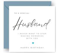 Husband Birthday Card - from Wife - Perfect Keepsake Gift for Him - with Heartfelt Verse for Hubby Soulmate & Partner - Includes Luxury Misty Blue Envelope - Size 14cm