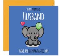Husband Birthday Card - Have An Elephantastic Day - Happy Birthday Card for Husband from Wife Partner, 145mm cute elephant Bday Greeting Cards