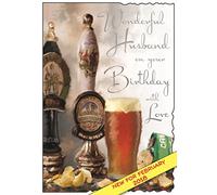 Husband Birthday Card - (JJ-V518) - Beer and Crisps - Velvet Range - Embossed and Foil Finish