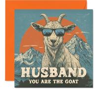 Husband Birthday Card - You Are The Goat - Happy Birthday Card for Husband from Wife Partner, 145mm Funny Animal Bday Greeting Cards