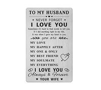 Husband Card gifts from Wife, Happy Birthday Husband Card, I Love You Husband Engraved Wallet Card Presents