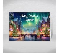 Husband Christmas Card, A5 Size Special Christmas Card for Husband, Hubbie, Luxury Christmas Greeting Cards with a Beautiful Christmas Greetings Verse Inside: Northern Lights Christmas Card