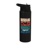 Husband Dad Bridge Legend Hero Bridge Card Game Player Stainless Steel Insulated Water Bottle