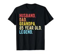 Husband Dad Grandpa 85 Year Old Man 85th Birthday T-Shirt, Men, Black, Large