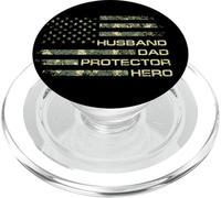 Husband Dad Protector Hero For Christmas Camo American Flag PopSockets PopGrip for MagSafe