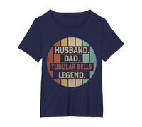 Husband Dad Tubular Bells Legend Vintage T-Shirt, Women's Plus, Navy Blue, 3X