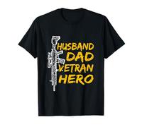 Husband Dad Veteran Hero Rifle Retired Soldier T-Shirt
