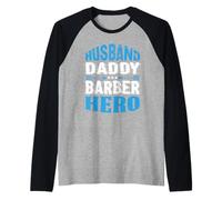 Husband Daddy Barber Hero Barber Men's Hairdresser Raglan Baseball Tee