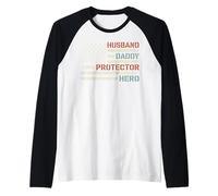 Husband Daddy Protector Hero American Flag Father's Day Dad Raglan Baseball Tee