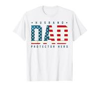 Husband Daddy Protector Hero Fathers Day American Flag T-Shirt