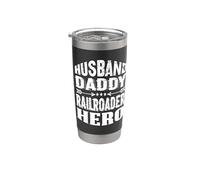 Husband Daddy Railroader Hero Railroad Railroad Worker Train Stainless Steel Insulated Tumbler