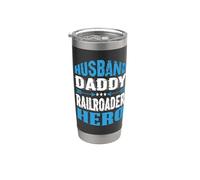 Husband Daddy Railroader Hero Railroad Railroad Worker Train Stainless Steel Insulated Tumbler