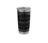 Husband Daddy Railroader Hero Railroad Railroad Worker Train Stainless Steel Insulated Tumbler