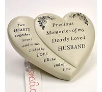 Husband Double Heart Flower Graveside Memorial Ornament Verse Plaque