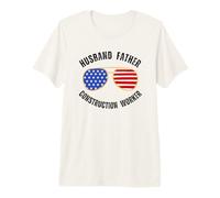 Husband Father Construction Worker Cool American Sunglasses Premium T-Shirt