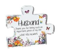 Husband Gifts Anniversary - Important Piece - Acrylic Jigsaw Puzzle Plaque Keepsake Gift for Hubby, 100mm x 100mm Valentines Birthday Present from Wife Partner