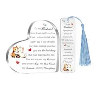 Husband Gifts for My Man Gift Birthday Heart Signs Bookmark 2PC Set Wedding Anniversary Presents Soulmates My Lover Plaques Christmas Valentines Day Keepsake for Him I Love You Romantic Gifts