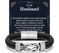 Husband Gifts, Mens Leather Bracelet for Him, Christmas Anniversary Birthday Gift for Husband from Wife, Valentines Gifts for Him