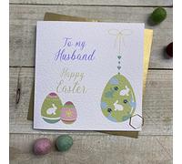 HUSBAND - HANGING EGG BLUE BUNNIES EASTER CARD