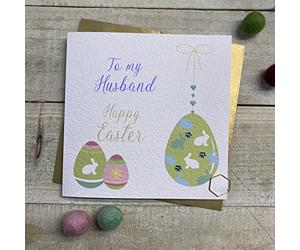 HUSBAND - HANGING EGG BLUE BUNNIES EASTER CARD