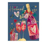 Husband Large Christmas Card, Gold Foil Finish, Made in the UK