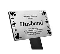 Husband Memorial Remembrance Plaque Stake, Hearts Design - Gold/Silver/Copper, Waterproof, Outdoor, Grave Marker, Tribute, Plant Marker Active Restock requests: 0 (Gold) (Silver)