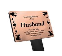 Husband Memorial Remembrance Plaque Stake, Hearts Design - Gold/Silver/Copper, Waterproof, Outdoor, Grave Marker, Tribute, Plant Marker Active Restock requests: 0 (Gold) (Copper)