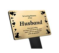 Husband Memorial Remembrance Plaque Stake, Hearts Design - Gold/Silver/Copper, Waterproof, Outdoor, Grave Marker, Tribute, Plant Marker Active Restock requests: 0 (Gold) (Gold)