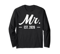 Husband Mr Est 2026 Married Wedding Bridal Party Bachelor Long Sleeve T-Shirt