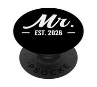 Husband Mr Est 2026 Married Wedding Bridal Party Bachelor PopSockets Adhesive PopGrip