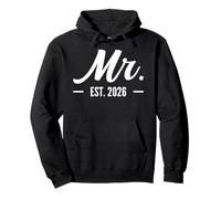 Husband Mr Est 2026 Married Wedding Bridal Party Bachelor Pullover Hoodie