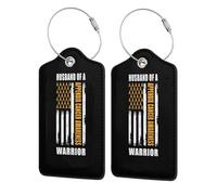 Husband of A Warrior Appendix Cancer Awareness Support Squad Leather Luggage Tags with Privacy Cover Id Card for Men Women Travel