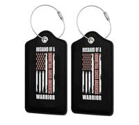 Husband of A Warrior Endometrial Cancer Awareness Support Squad Leather Luggage Tags with Privacy Cover Id Card for Men Women Travel