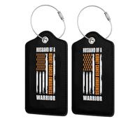 Husband of A Warrior Kidney Cancer Awareness Support Squad Leather Luggage Tags with Privacy Cover Id Card for Men Women Travel
