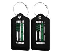 Husband of A Warrior Liver Cancer Awareness Support Squad Leather Luggage Tags with Privacy Cover Id Card for Men Women Travel