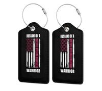 Husband of A Warrior Multiple Myeloma Awareness Support Squad Leather Luggage Tags with Privacy Cover Id Card for Men Women Travel