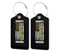 Husband of A Warrior Sarcoma Cancer Awareness Support Squad Leather Luggage Tags with Privacy Cover Id Card for Men Women Travel