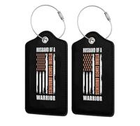 Husband of A Warrior Uterine Cancer Awareness Support Squad Leather Luggage Tags with Privacy Cover Id Card for Men Women Travel