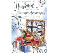 Husband On Our Platinum 70th Hamper Happy Anniversary Card Lovely Verse
