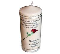 Husband Personalised Memorial Candle A Large 6" inch White Church Pillar Candle by Cellini candles