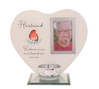 Husband Robin Heart Glass Memorial Remembrance Photo Frame with Tealight Holder Robins Appear When Loved Ones Are Near